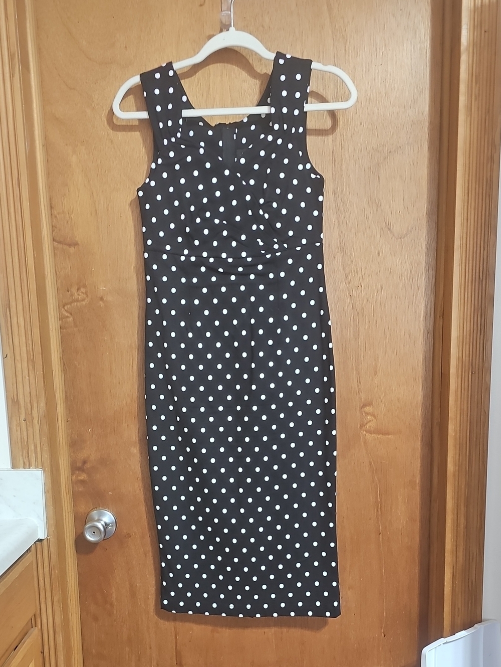 Steady Black and White Polka Dot Sleeveless Wiggle Dress